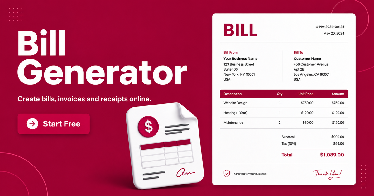 Restaurant Bill Generator - Create Food Bill PDF Online | My Invoice ...